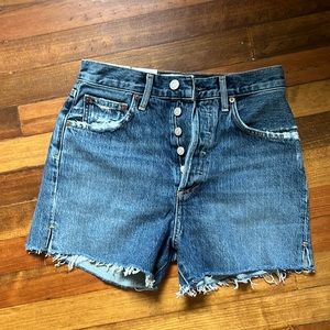 AGOLDE NWT Dee Distressed Super High Rise Denim jean Precision shorts Size 25